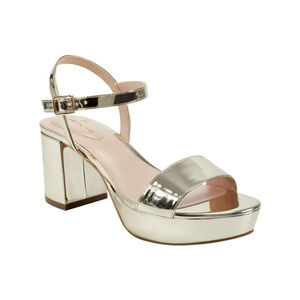 Bandolino Pennie Women's 8.5 Shiny Gold Platform Sandal Heels NIB